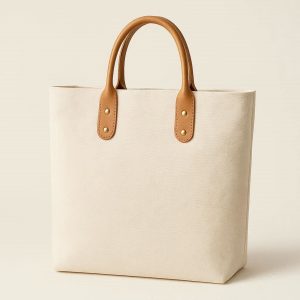 2 Minimalist Canvas Tote with Leather Handle Accents for Stylish Errands