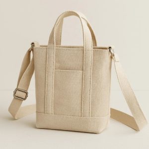 6 Small Canvas Crossbody Tote with Adjustable Strap for Hands Free Convenience