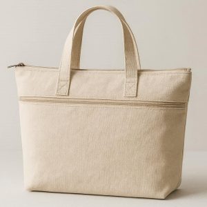 7 Canvas Tote Bag with Zippered Top Closure for Secure Carrying of Valuables