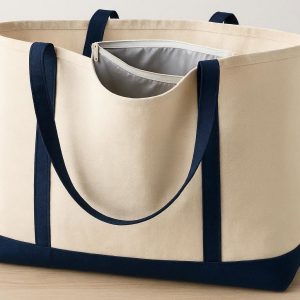 8 Extra Large Canvas Beach Tote Bag with Interior Wet Pocket